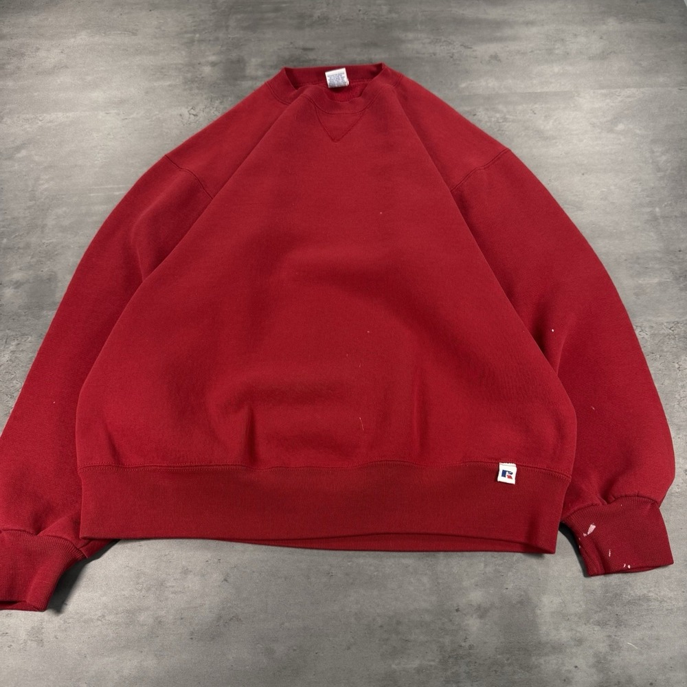 Vintage Russell Athletic Sweatshirt Crewneck Mens Large USA Made Dark Red Wine